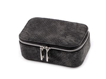 Majhna škatlica za nakit z zadrgo 8x13x6 cm - temno siva