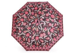 Ženski zložljivi dežnik za streljanje - črno roza