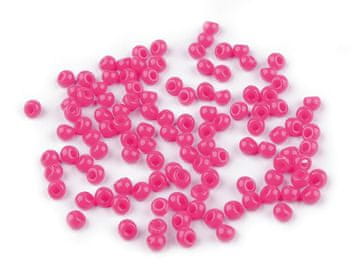 Kapljice iz plastičnih kroglic, imitacija rokajla 4,7x5,3 mm - neonsko roza (10 g)