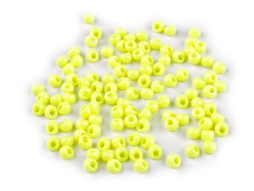 Kapljice iz plastičnih kroglic, imitacija rokajla 4,7x5,3 mm - rumeno-zeleni neon (10 g)