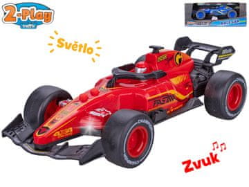 2-Play Traffic Formula 19 cm vztrajnik na baterije s svetlobo in zvokom - mešanica barv (rdeča, modra)