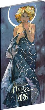 NOTIQUE Žepni dnevnik Alfons Mucha 2026, mesečni planer, 8 x 18 cm