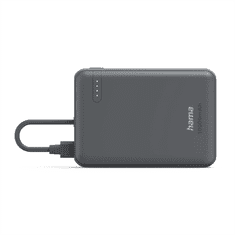 Hama Travel, powerbank 10000 mAh, 3 A, izhod: 2x USB-C, z integriranim kablom