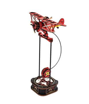 ROBOTIME Rokr 3D lesena sestavljanka Biplane z nihalom 163 kosov