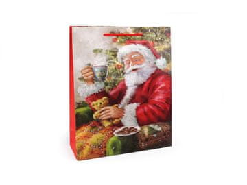 Božična darilna vrečka z bleščicami - rdeča 3 kosi