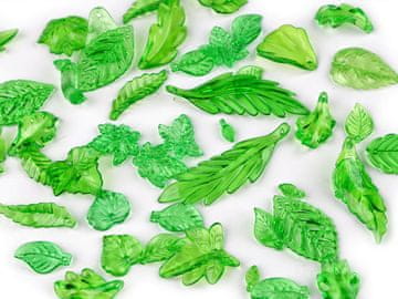 Listi iz plastičnih kroglic - mešanica oblik in velikosti - zeleni (20 g)