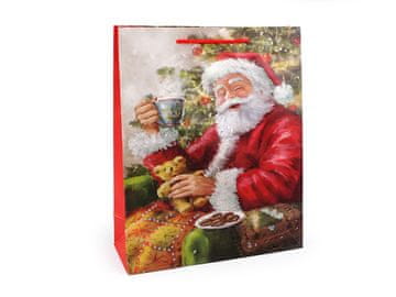 Božična darilna vrečka z bleščicami - Božiček (3 kosi)