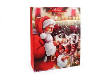 Božična darilna vrečka z bleščicami - rdeča (3 kosi)