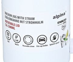 Alpina Termo skodelica z dvojno steno iz nerjavečega jekla, 1,2 l, bela