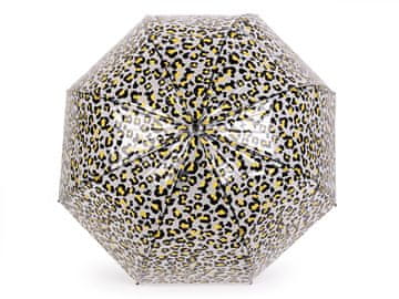 Ženski/mladinski prozorni dežnik z leopardjim vzorcem - rumen