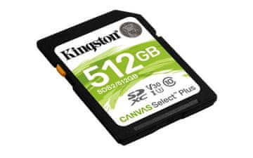 KINGSTON 512 GB SDXC 150 MB/s za branje, hitrostni razred UHS-I, U3, V30 Gen3