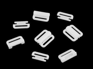 15 mm široki plastični gumbi za zapenjanje kopalk - beli (20 parov)
