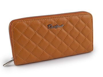 Ženska denarnica / denarnica s prešito denarnico 10x19 cm - rjava konjak