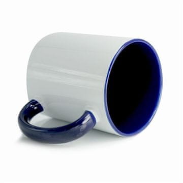 Vrč za tiskanje-330 ml, bel, z modrim ročajem, v notranjosti