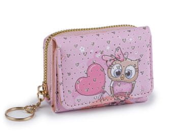 Mini denarnica za otroke 7x8,5 cm - roza sova