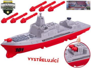 Nadzor misije 24 cm rušilec na vztrajniku, ki izstreljuje izstrelke