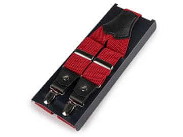 Naramnice z dvojnim zapenjanjem širina 3,5 cm dolžina 120 cm v škatli - rdeče