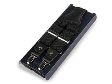 Naramnice z dvojno zaponko širine 3,5 cm dolžine 120 cm v škatli - črne