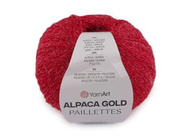 Pletena preja Alpaca Gold z bleščicami 50 g - (9307) rdeča