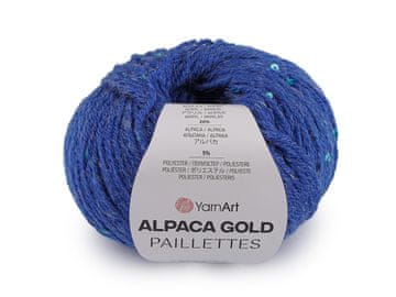 Pletena preja Alpaca Gold z bleščicami 50 g - (9309) kraljevsko modra