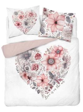 DETEXPOL Francosko posteljno perilo Cvetlično srce Bombaž, 220/200, 2x70/80 cm
