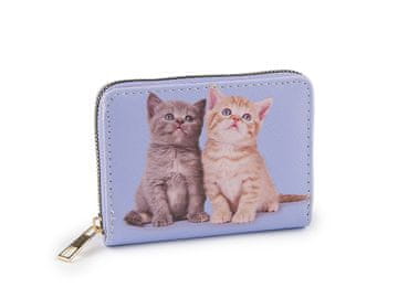 Ženska / dekliška denarnica z motivom mačke 9,5x12,5 cm - sivka