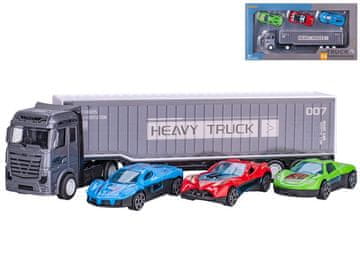 Avto tovornjak 22 cm kovinski prosti tek z avtomobili 3 kosi 7 cm kovinski prosti tek