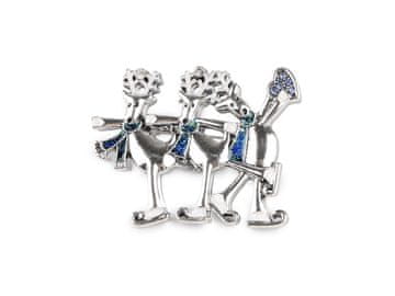 Broška severni jeleni na drsalkah, snežaki - modri severni jeleni