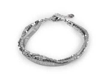 Trojna hematitna zapestnica - srebrna