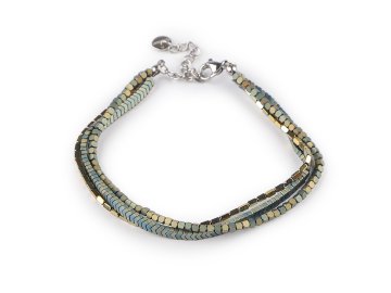 Trojna hematitna zapestnica - zlata sv.