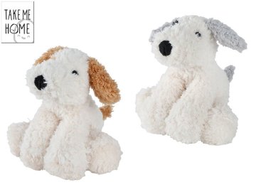 Plišasti pes 16 cm za sedenje - mešanica barv (rjava, siva)