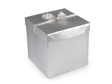 Darilna škatla z lokom kovinska - srebrna