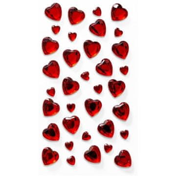 Samolepilni dekor. srčki - rdeči, 35 kosov