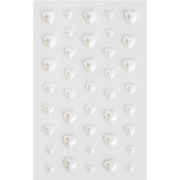 Samolepilni dekor. srčki - beli, 40 kosov