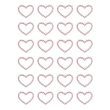 Samolepilni dekor. Srčki s kamenčki, roza, 24 kosov