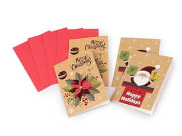 Mini božična voščilnica s kuverto v kompletu 4 kosov - mix