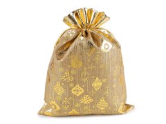 Božična darilna vrečka 30x40 cm, imitacija jute, naravna zlata