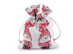 Božična darilna vrečka snežak 13x18 cm imitacija jute - bela