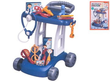 Zdravniški voziček 37x31x37,5 cm modre barve z dodatki