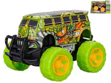 Velika kolesa avtomobila 14 cm na vztrajniku - mešanica barv (zelena, oranžna)