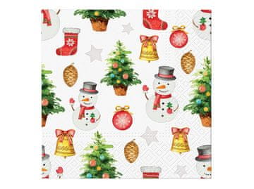 Serviete 20 kosov Vzorec snežakov 33x33 cm