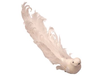 Dekoracija 240 mm ptič, piščal, bela mešanica
