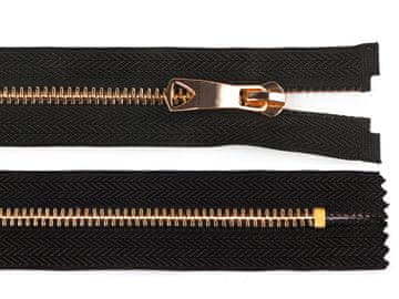 Kovinska zadrga št. 5 dolžine 25 cm z okrasnim drsnikom - črna zlata