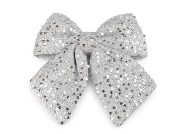 Božična pentlja z bleščicami 21x24 cm - srebrna