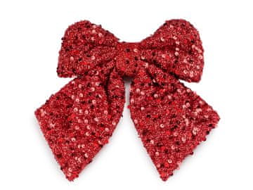 Božična pentlja z bleščicami 21x24 cm - rdeča