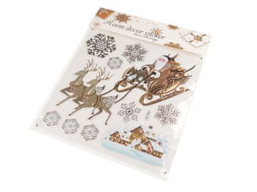 Božične 3D plastične nalepke za okna in vrata - zlate temne sani