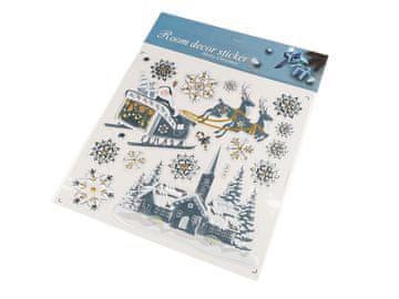 Božične 3D plastične nalepke za okna in vrata - modre temne sani