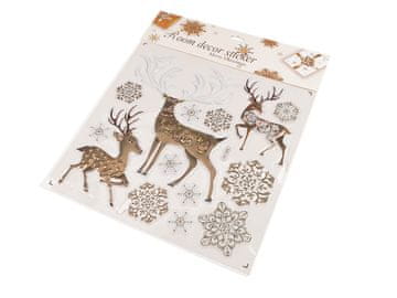 Božične nalepke 3D plastične nalepke za okna in vrata - zlati temni jelen