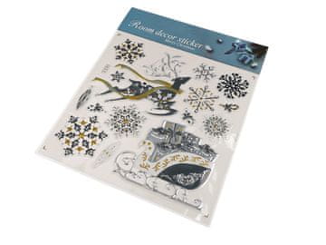 Božične 3D plastične nalepke za okna in vrata - modra temna jelena