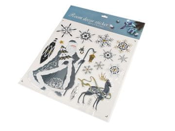 Božične nalepke 3D plastične nalepke za okna in vrata - modra temna Santa